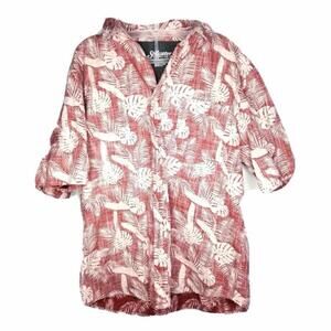 Stillwater Supply Co. Red White Hawaiian Short Sleeve Button Front Mens Shirt 2X